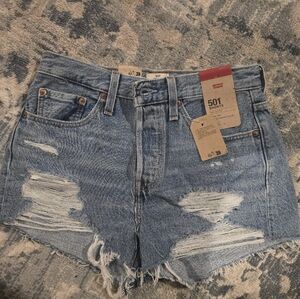 Levi's 501 Distressed Blue Jean Shorts Size 27